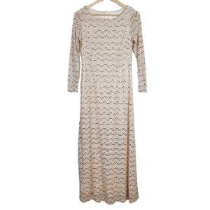 Salt Maxi Dress S Gold Stretch Sequin A-Line Evening Party Holiday Long Gown